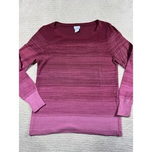Chicos Maroon Ombré Long Sleeve Light Sweater Size 0